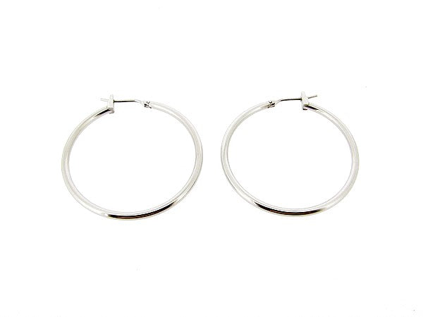 Silver large round hoop earring