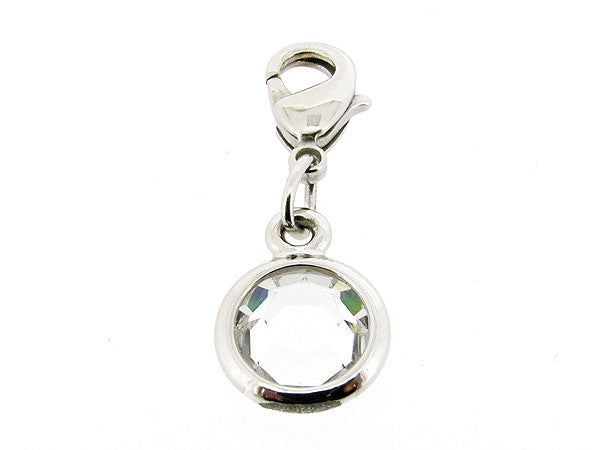 Sterling silver charm with clear Swarovski crystal