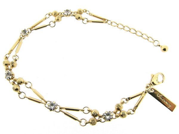 Gouden armbandje met romantische schakeltjes en ingelegde zirkonium steentjes