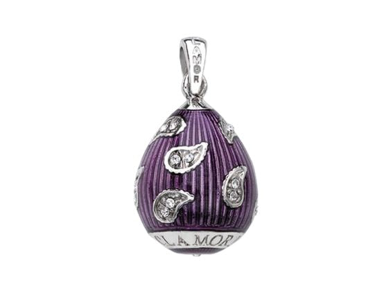 Silver Hermitage St. Petersburg pendant egg purple enamel and inlaid crystals