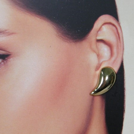 Golden Half Oval Stud Earrings