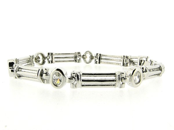 Silbernes Gliederarmband mit Zirkonia-Steinen