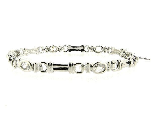 Silver link bracelet with Zirconia stones and fashionable high-polish links