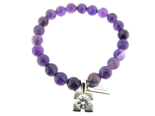 Stretch bracelet with dark Amethyst gemstones