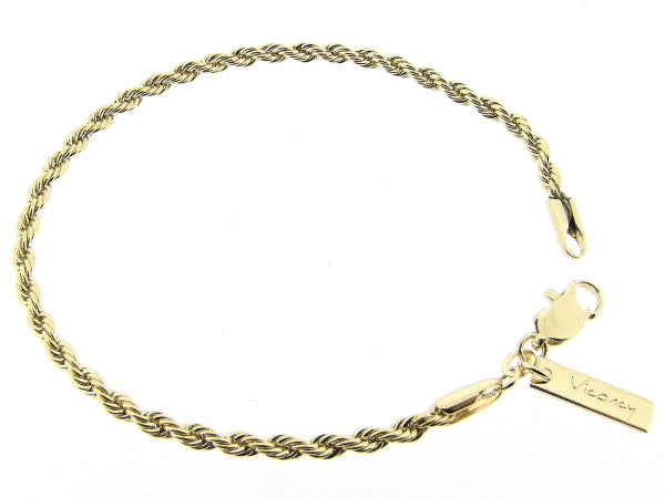 Gold bracelet with braided rope chain