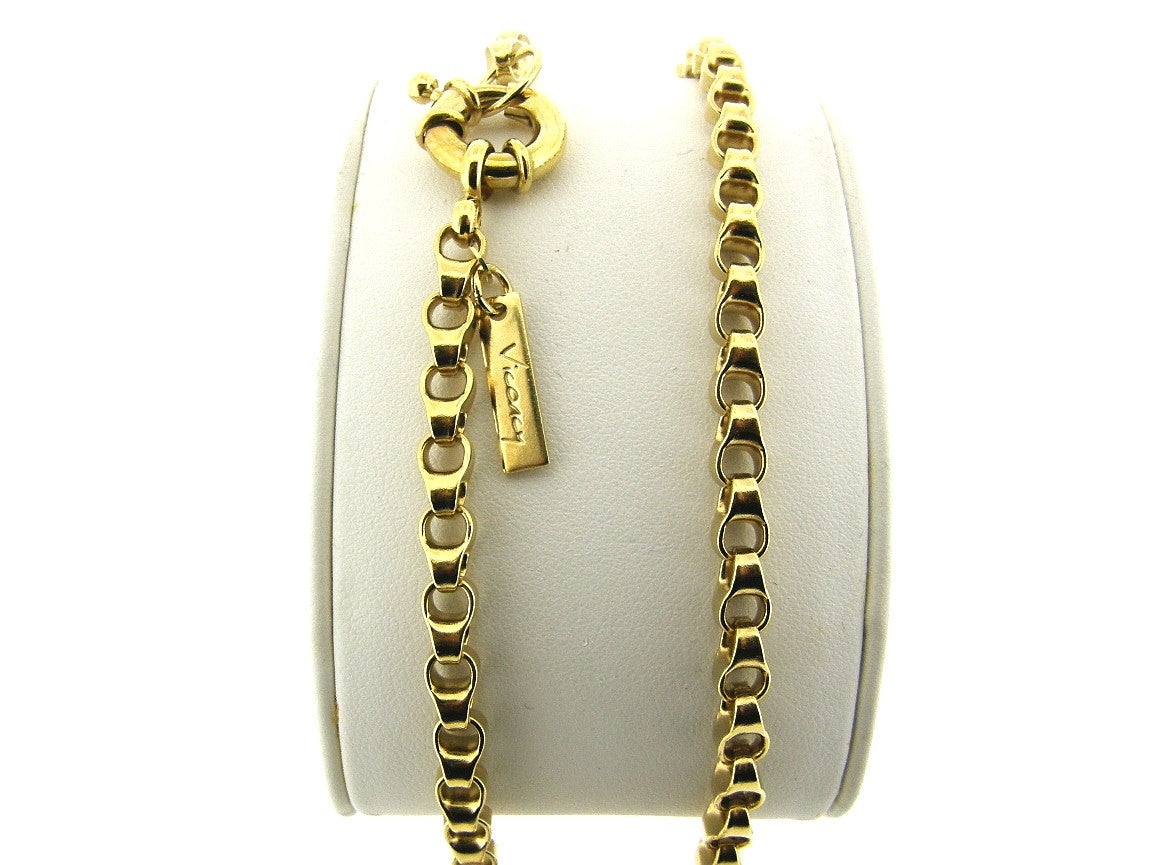 Gold necklace jaseron link necklace with fixed double eyelet
