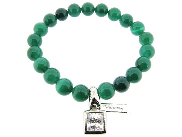 Rekarmband met Groene Agaat edelstenen en zilver bedeltje