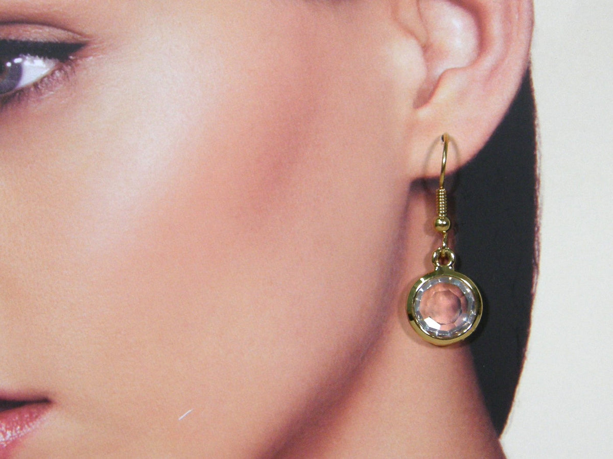 Goldfarben rosé geschliffene, klare Swarovski-Kristall-Ohrhänger