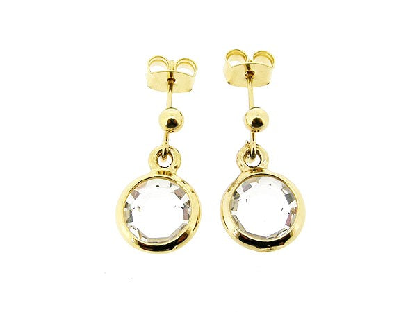 Gold Swarovski crystals clear rose-cut drop earring