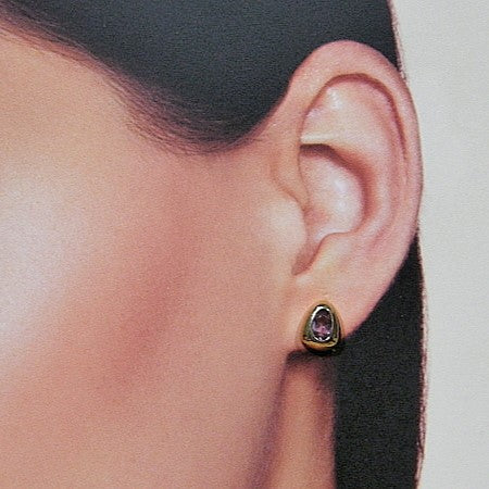 Rose gold stud earring with clear zirconia stones