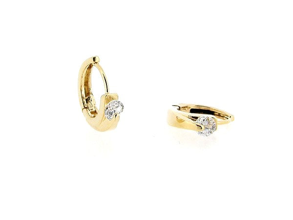Rose gold hoop earring with a subtly placed zirconia stone