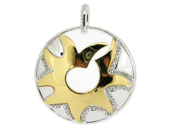 Goldenes Medaillon mit eingelegten Kristallen Clamori Sonnenanhänger