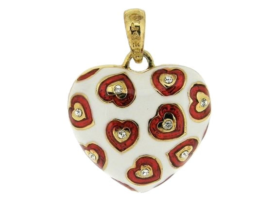 Heart-shaped pendant with golden hearts inlaid with Swarovski crystals