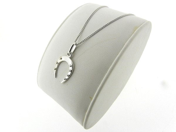 Zilveren dunne gourmet pendant ketting met geluk hoefijzer hangertje