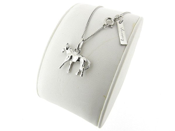 Silver thin gourmet pendant necklace with horse charm