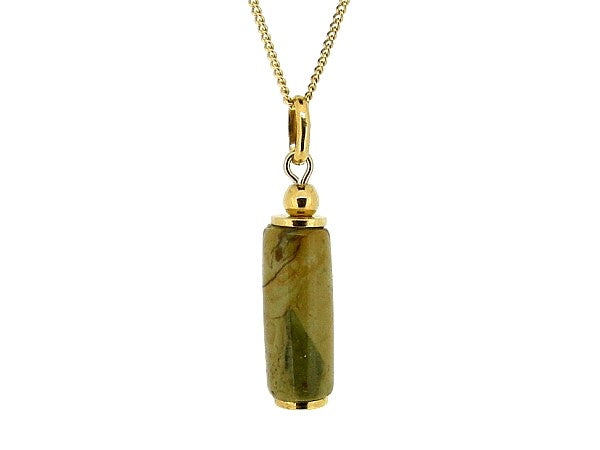 Goldkette mit Anhänger aus Landschaftsachat-Edelstein