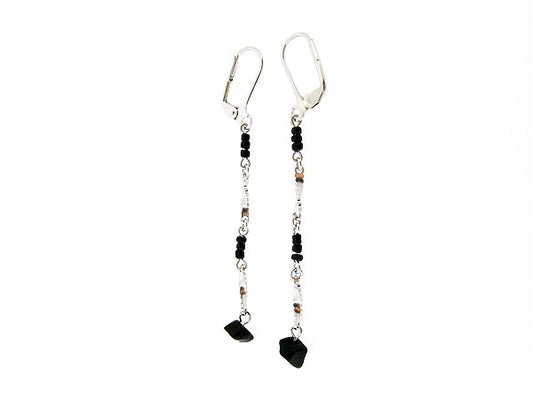 Lange oorhanger met Onyx edelsteentjes, trendy chandelier oorbellen
