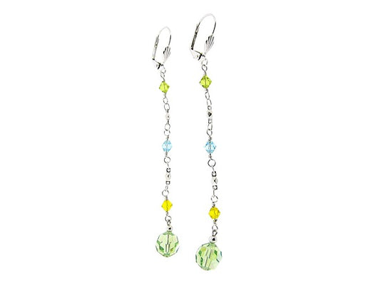 Lange oorhanger met peridoot Swarovski kristallen