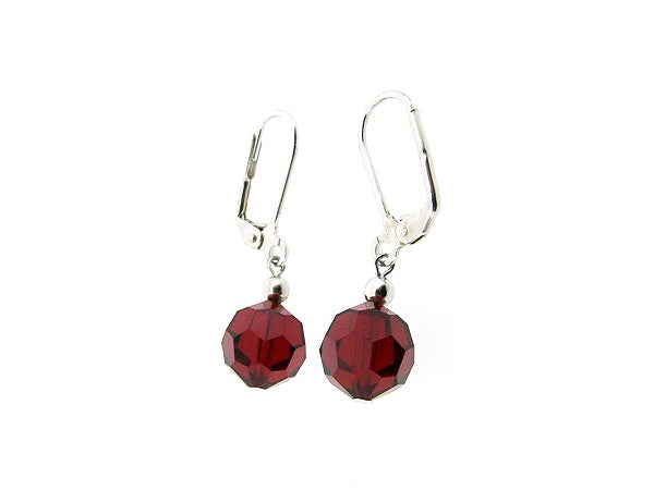 Silver ruby crystal French earring