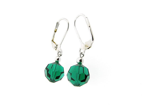 Silver Emerald Crystal French Drop Earring