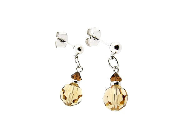 Silver Swarovski Topaz Crystal Drop Earring