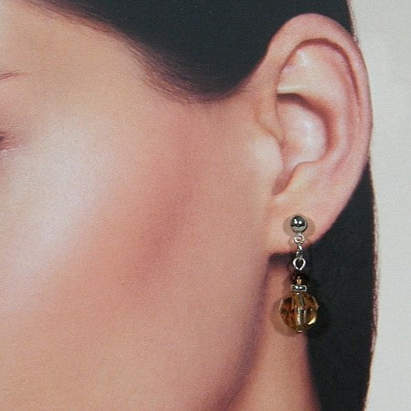 Silver Swarovski Topaz Crystal Drop Earring