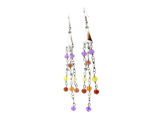 Lange oorhanger met gekleurde Swarovski kristallen