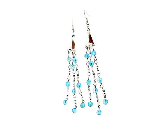 Lange oorhanger met Bermuda blauwe Swarovski kristallen