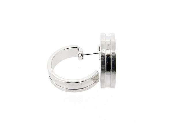 Silver creole ear stud diamond-cut