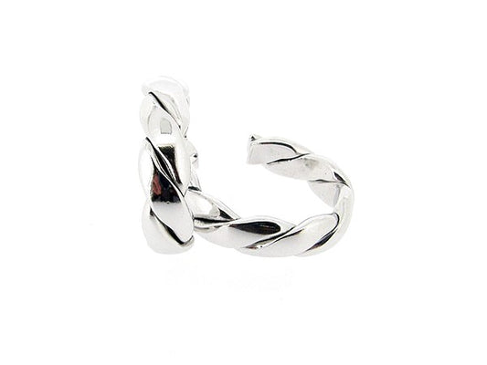 Silver half-twisted large hoop earring
