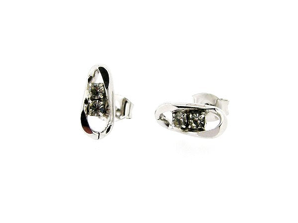 Silberner Figaro-Ohrstecker mit Strass