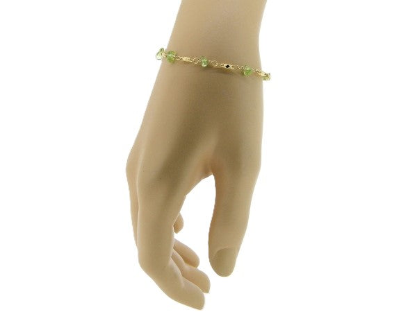 Golden bracelet and Peridot Olivine chip gemstones