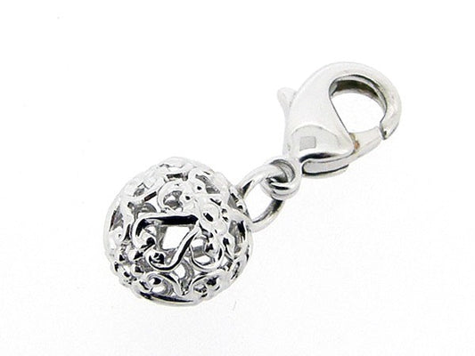 Zilveren bedeltje met filigree bal figuurtje