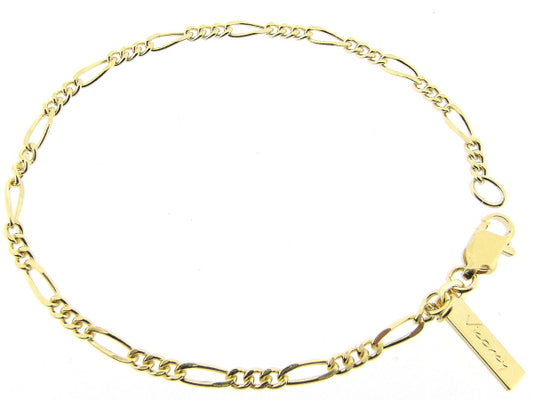 Gold bracelet with fragile figaro flat diamond-cut links