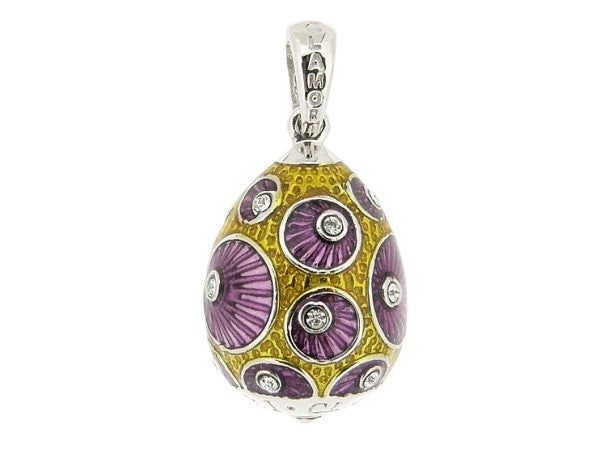 Silver Hermitage Saint Petersburg egg with purple and gold enamel with inlaid crystals