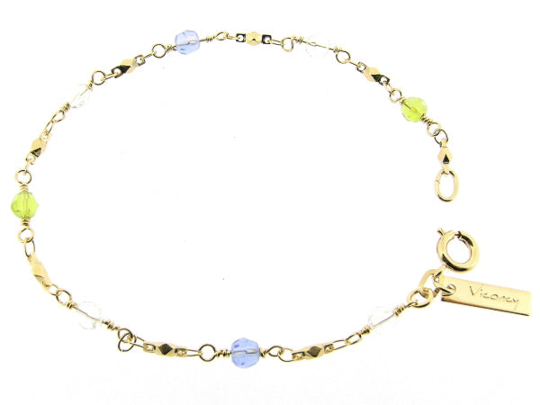 Gouden armbandje met gekleurde Swarovski kristallen