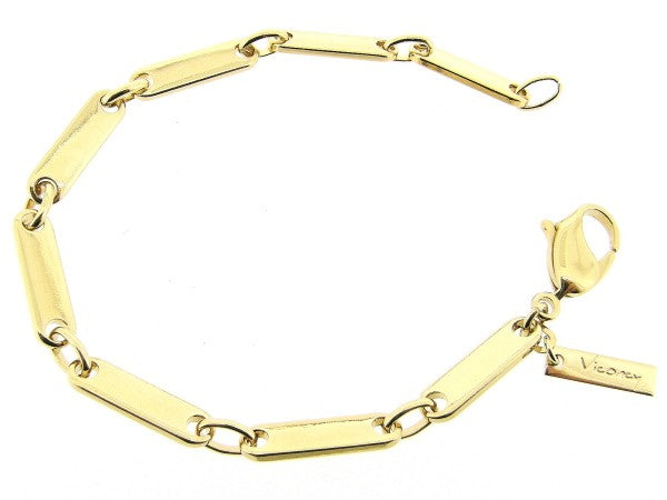Gold bracelet with sporty plate links