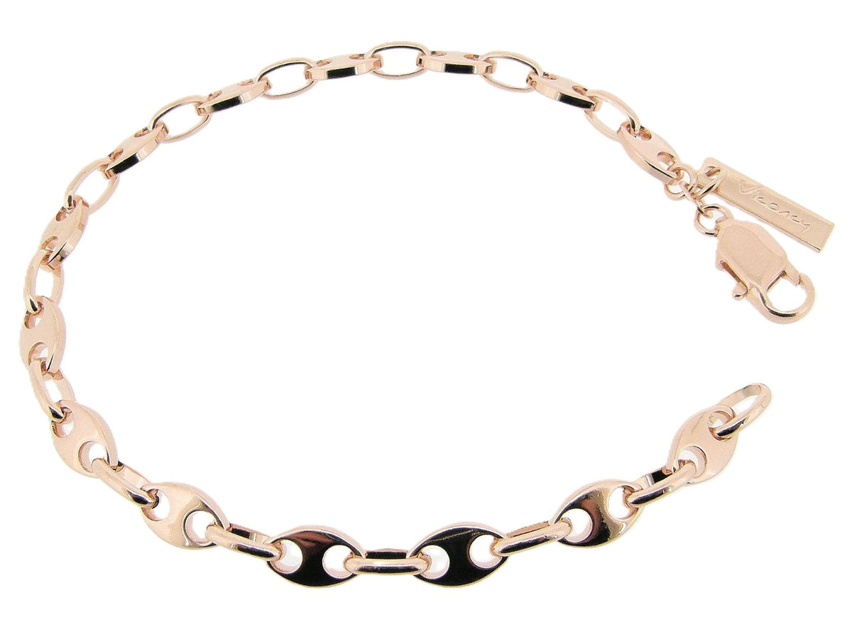 Rosé gouden armbandje met hoogglanzende ankerschakeltjes