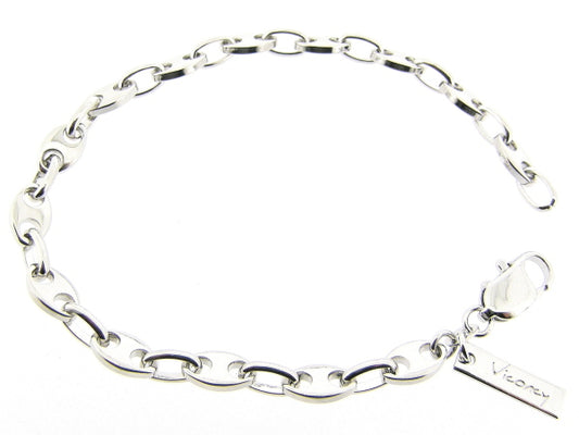 Zilveren armband met hoogglanzende anker schakeltjes