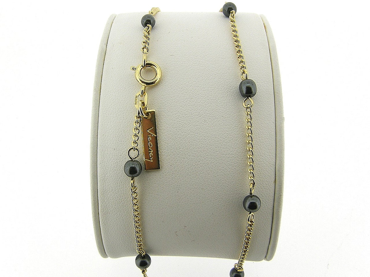 Gouden halsketting gourmet collier met Hematiet edelsteentjes
