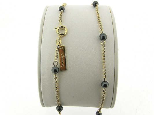 Gouden halsketting gourmet collier met Hematiet edelsteentjes