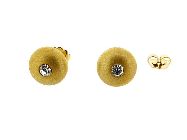 Goud gematteerd rond oorknopje met Strass
