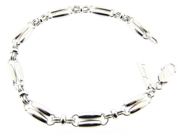 Zilveren armband met modieuze hoogglanzende schakels