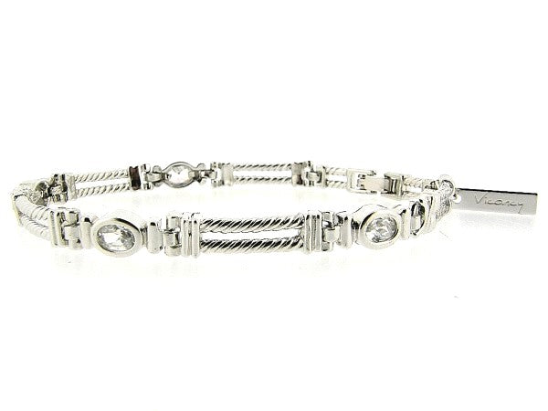 Sterling silver bracelet with Zirconia stones and cable chain