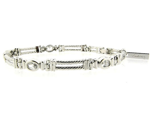 Zilveren armband met Zirkonia steentjes en kabel schakel