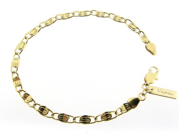 Gold bracelet with decorative open-worked king's chain links