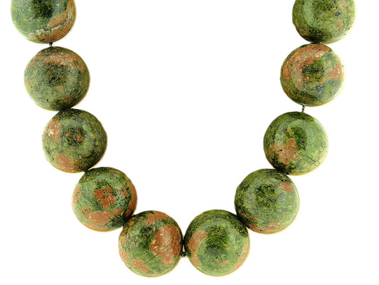 High-gloss Unakite hand-knotted gemstone necklace