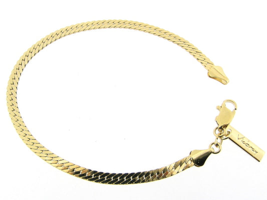 Gold bracelet with flat closed gourmet links