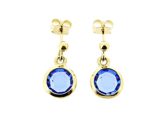 Gouden saffier Swarovski kristallen oorhanger