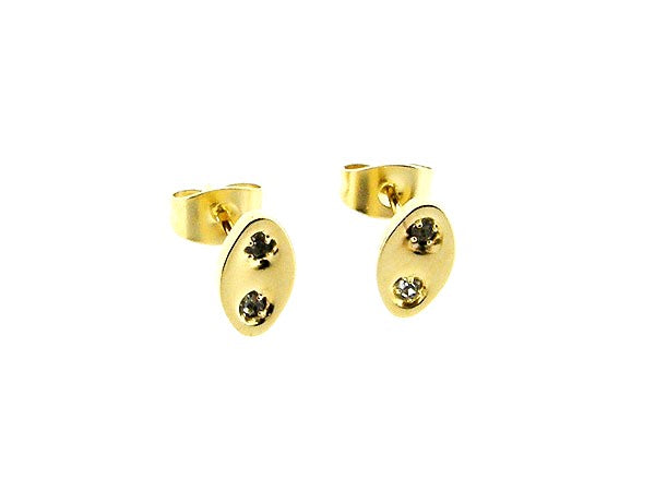 Gouden ovale Swarovski Strass oorknop